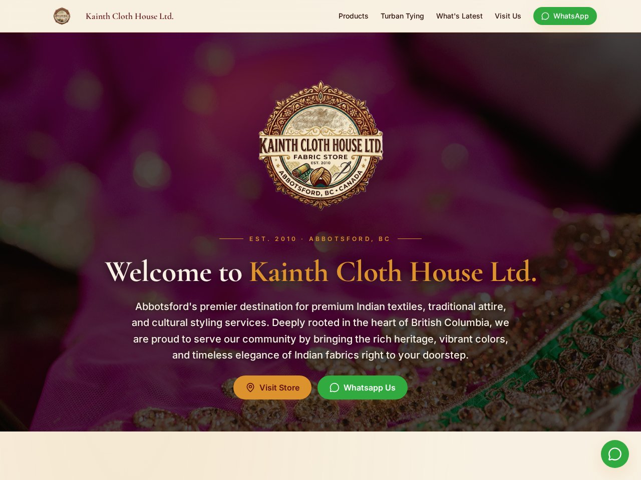 Kainth Cloth House Ltd. website preview